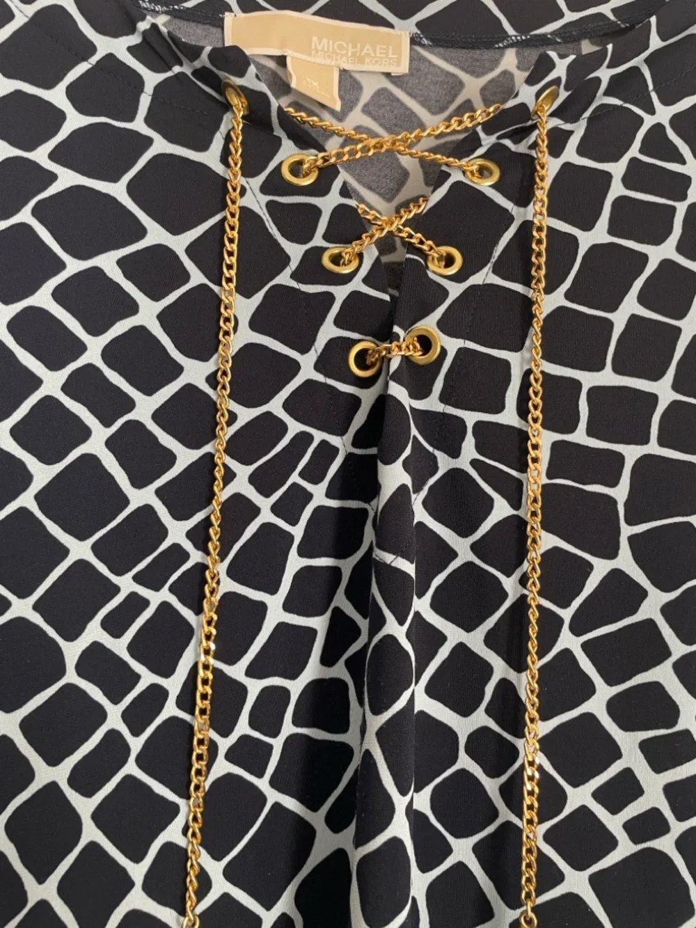 Michael Kors Navy & Light Blue Lace-Up Geometric Tunic